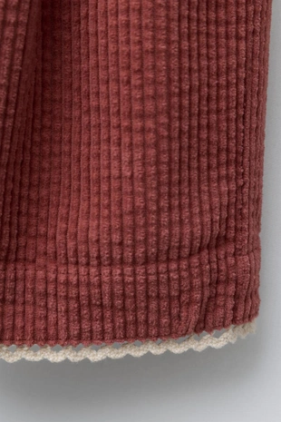 Брюки из вельвета с контрастным кружевом- Заказать в России