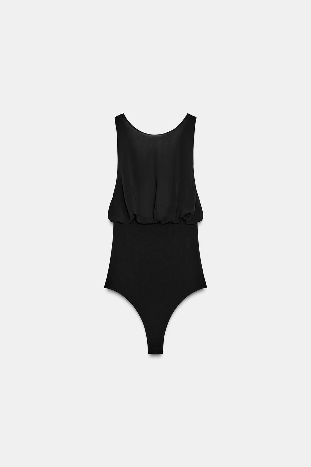 БОДИ ИЗ ЖОРЖЕТА С КОМБИНИРОВАННЫМИ БАНТАМИ