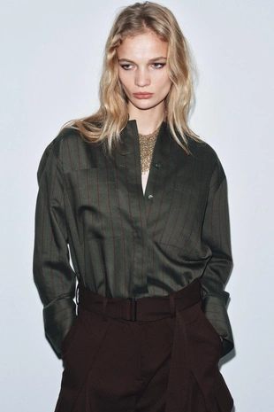 Рубашка в полоску с воротником-стойкой — ZW COLLECTION- Заказать в России