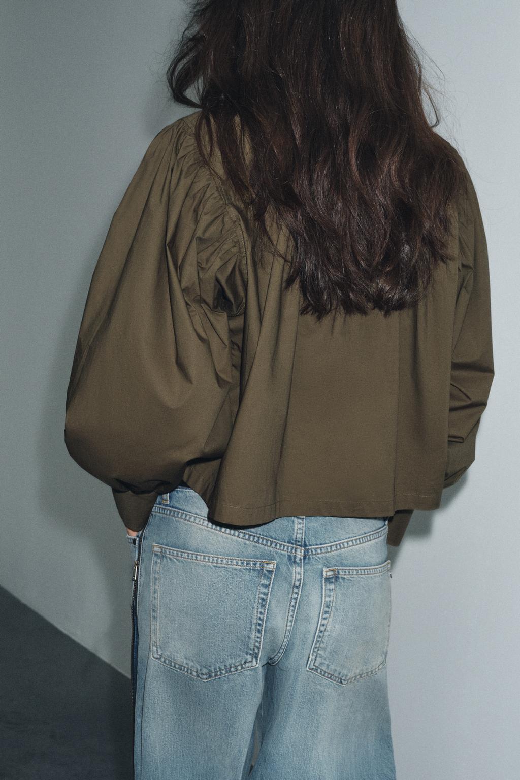 РУБАШКА ИЗ ПОПЛИНА С ОБЪЕМНЫМИ РУКАВАМИ — ZW COLLECTION