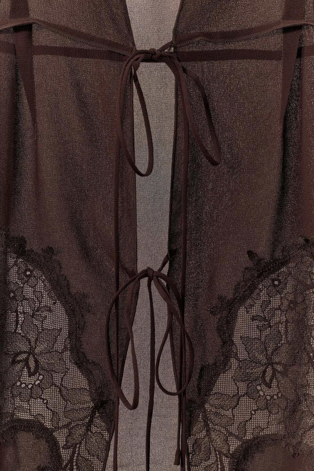 РУБАШКА ИЗ ЖОРЖЕТА, КРУЖЕВА И ЗАВЯЗОК