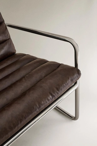 Стул с металлическими и кожаными элементами- Заказать в России