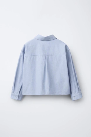 Укороченная рубашка в полоску- Заказать в России