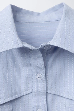 Укороченная рубашка в полоску- Заказать в России