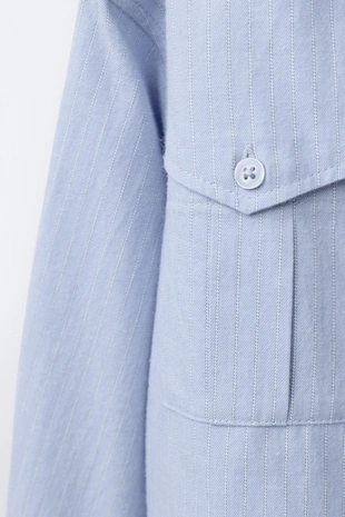 Укороченная рубашка в полоску- Заказать в России