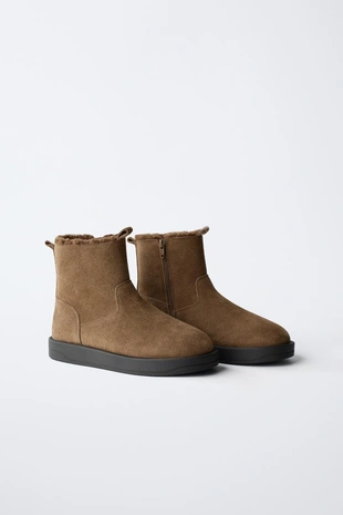 Кожаные ботинки на меху- Заказать в России