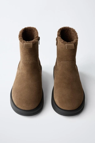 Кожаные ботинки на меху- Заказать в России