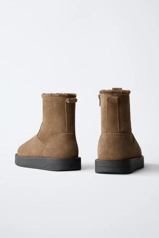 Кожаные ботинки на меху- Заказать в России