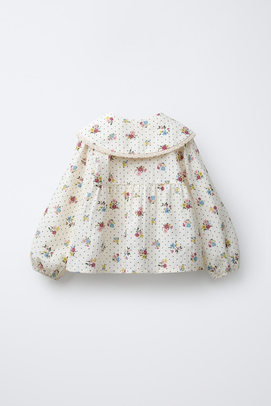 РУБАШКА С ЦВЕТОЧНЫМ ПРИНТОМ И КРУЖЕВОМ