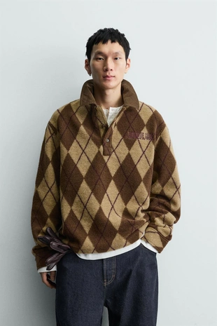 Поло жаккардовое с ромбами- Заказать в России