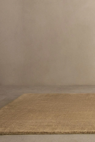 Ковер из коричневой шерсти с простым дизайном и ровной текстурой- Заказать в России