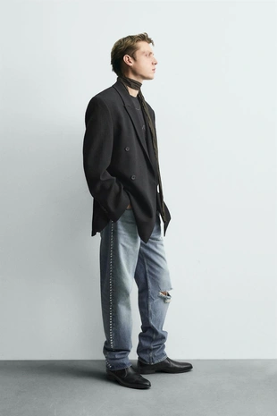 Двубортный костюмный блейзер в тонкую полоску LIMITED EDITION- Заказать в России