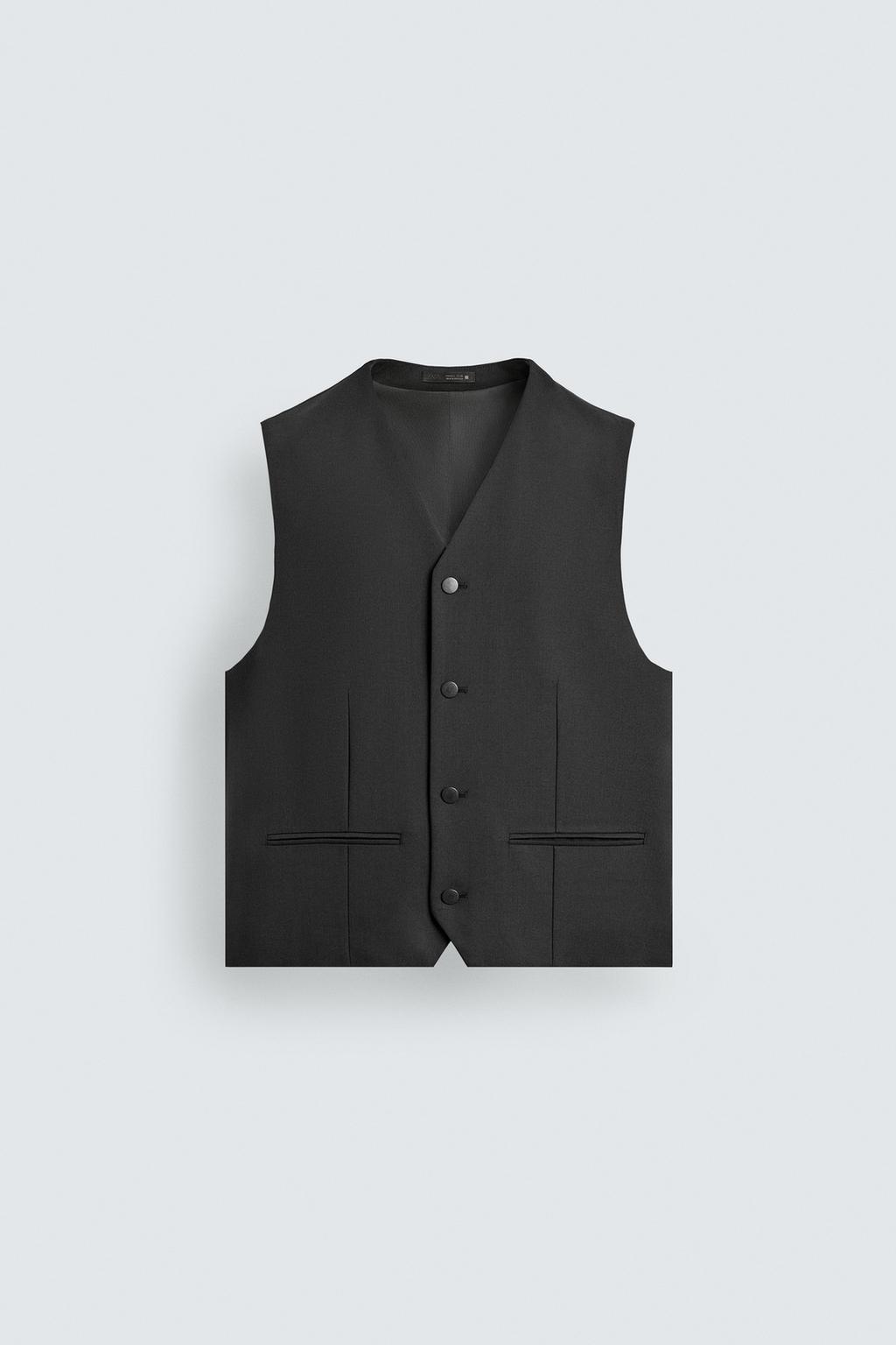 ЖИЛЕТ ИЗ РЕЛЬЕФНОЙ ТКАНИ С ШЕРСТЬЮ