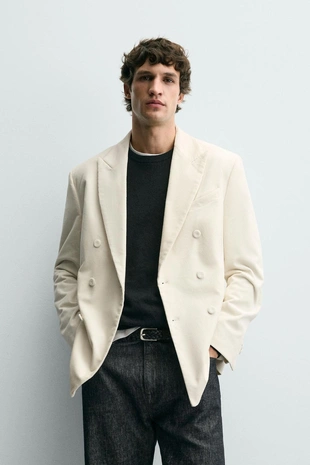 Двубортный блейзер из вельвета- Заказать в России