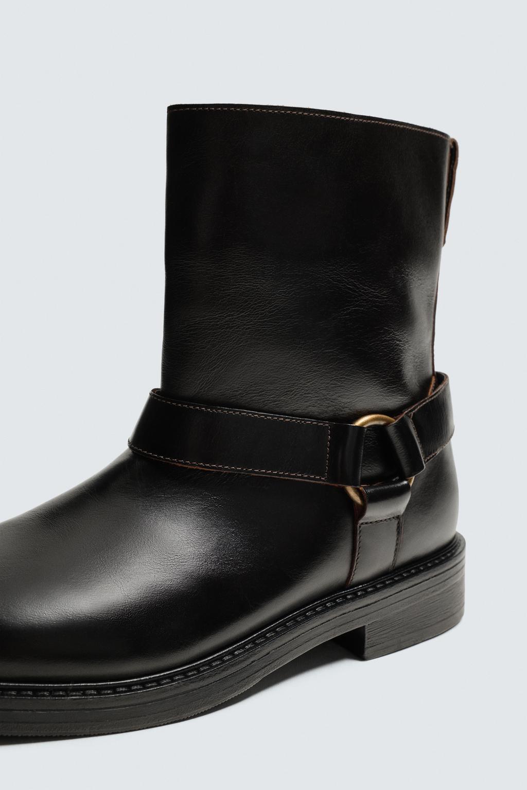 КОЖАНЫЕ БОТИНКИ С РЕМЕШКАМИ