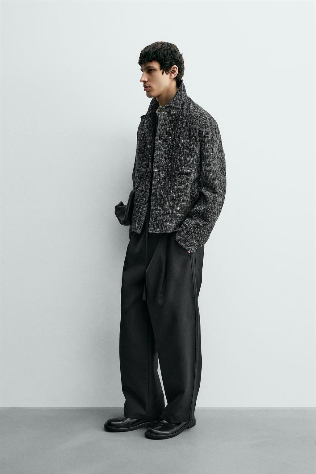 КУРТКА-РУБАШКА С КАРМАНАМИ ИЗ РЕЛЬЕФНОЙ ТКАНИ