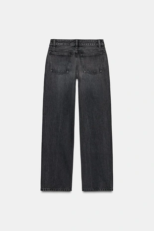 Джинсы TRF STRAIGHT с низкой посадкой и стразами- Заказать в России