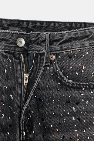 Джинсы TRF STRAIGHT с низкой посадкой и стразами- Заказать в России