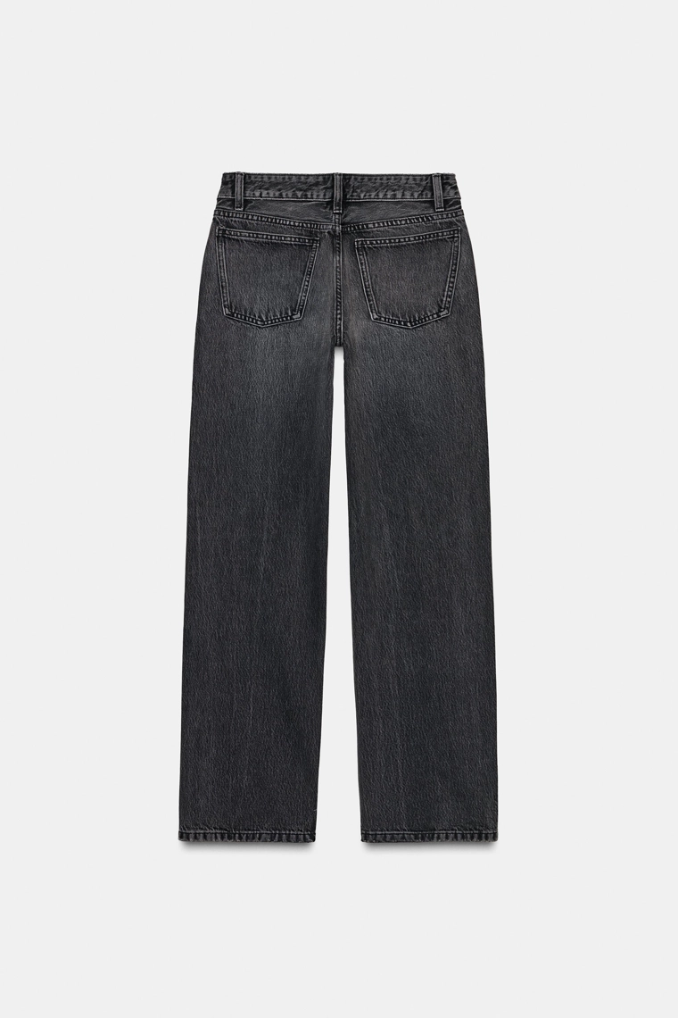 Джинсы zara trf с низкой посадкой и стразами прямого кроя