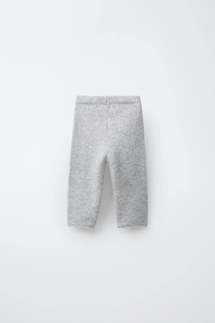 Grey marl | 1473/513/803 - Zara Трикотажные брюки с вышивкой цветов