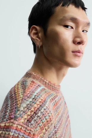 Свитер в полоску с рельефным узором- Заказать в России