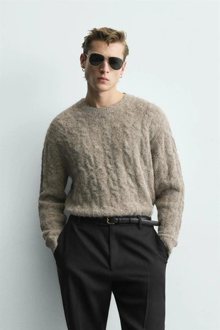 Ворсистый свитер с косами- Заказать в России