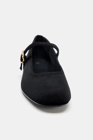 Балетки с пряжкой из бархата- Заказать в России