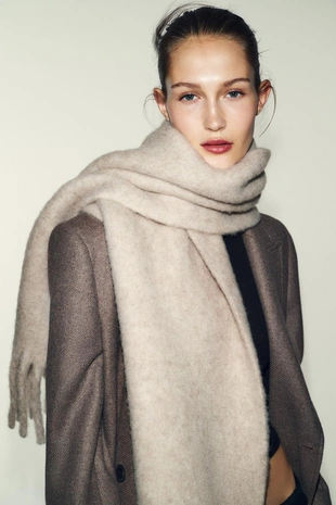 Купить Zara Объемный шарф с бахромой