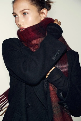 GARNET | 9967/222/971 - Zara Жаккардовый шарф в клетку