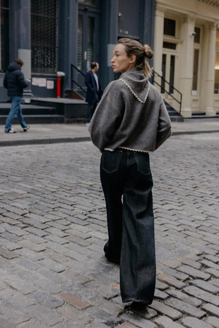 Grey marl | 6236/117/803 - Zara Кардиган с банданой и кружевом