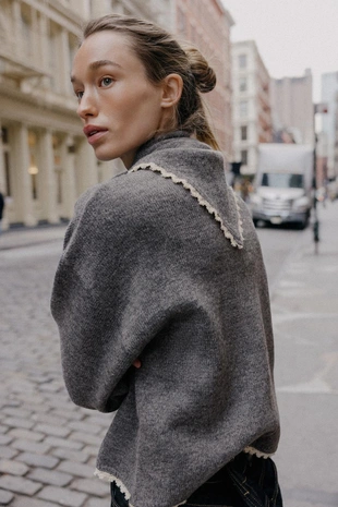 Кардиган с банданой и кружевом- Заказать в России