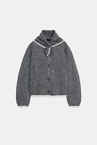 Кардиган с банданой и кружевом- Заказать в России