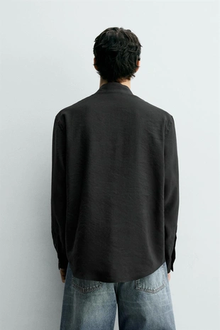 Black | 0706/390/800 - Zara Поло из струящейся ткани