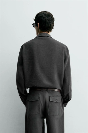 Grey | 7545/133/802 - Zara Поло из струящейся ткани