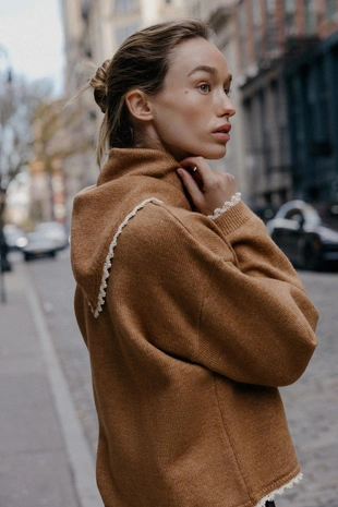 Вязаный джерси с банданой и кружевом- Заказать в России