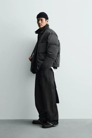 Утепленная джинсовая куртка с эффектом потертости- Заказать в России