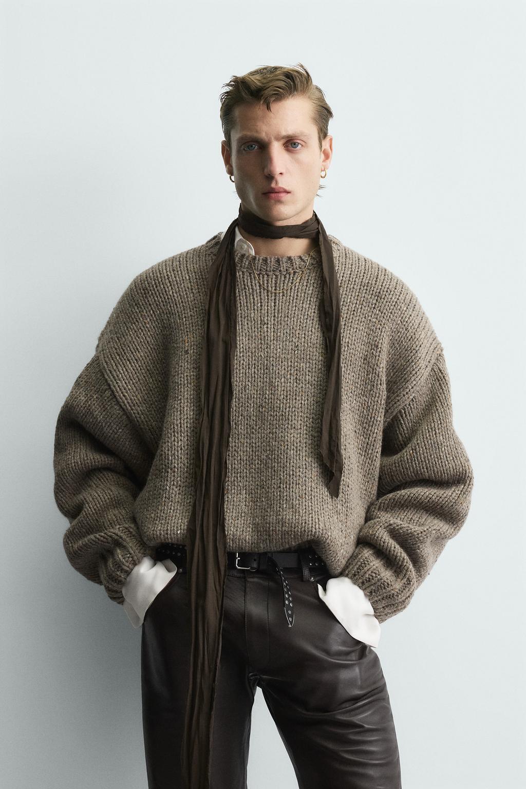 СВИТЕР ИЗ РЕЛЬЕФНОЙ ТКАНИ С ШЕРСТЬЮ