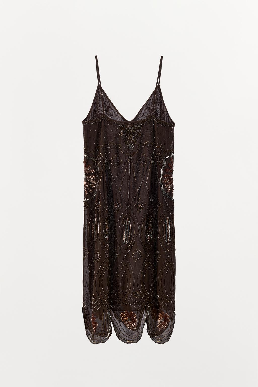 ПЛАТЬЕ ИЗ ЖОРЖЕТА С ПАЙЕТКАМИ И БУСИНАМИ