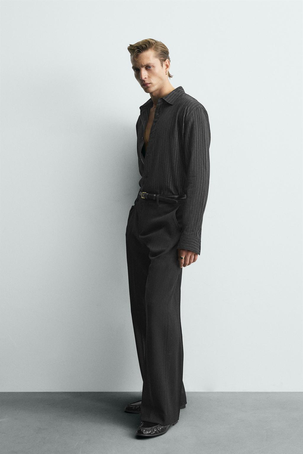 РУБАШКА СТРУЯЩЕГОСЯ ПОКРОЯ В ПОЛОСКУ С БЛЕСКОМ LIMITED EDITION