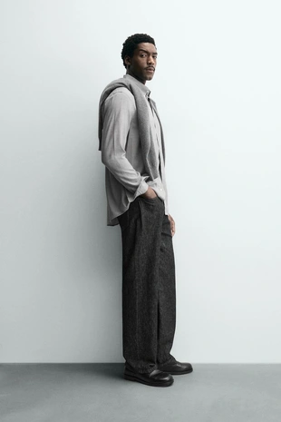 Рубашка из вискозы и шерсти в клетку- Заказать в России