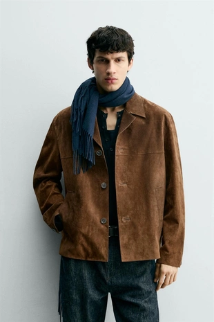 Куртка-рубашка из замши- Заказать в России