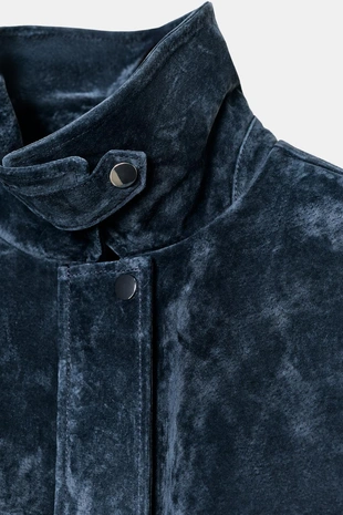 Navy blue | 8073/054/401 - Zara Бомбер из 100% кожи