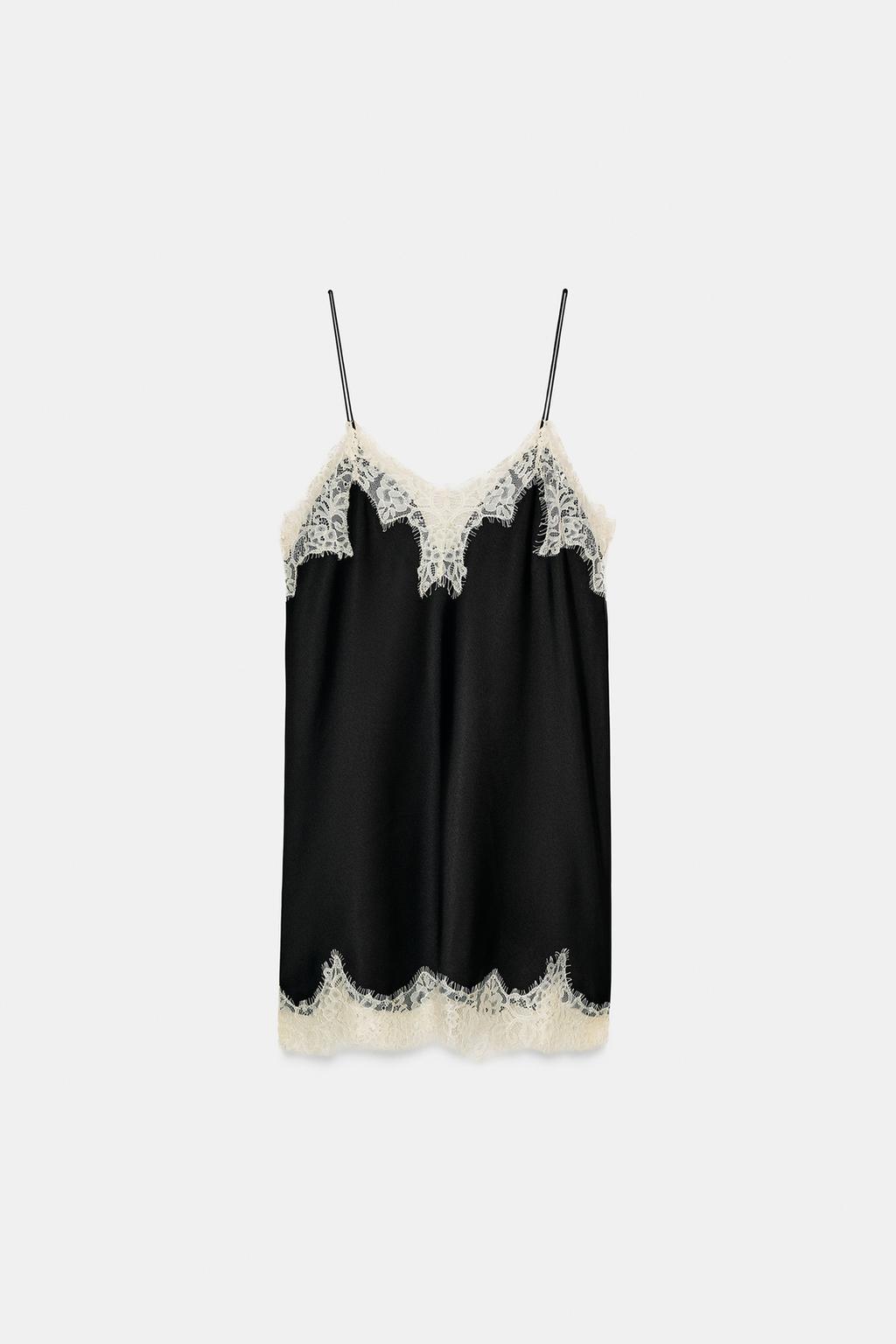 Zara Атласный топ с контрастным кружевом — коллекция zara «zw Zara Атласный топ с контрастным кружевом — коллекция zara «zw