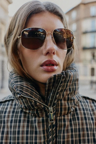 Стеганый анорак в клетку- Заказать в России