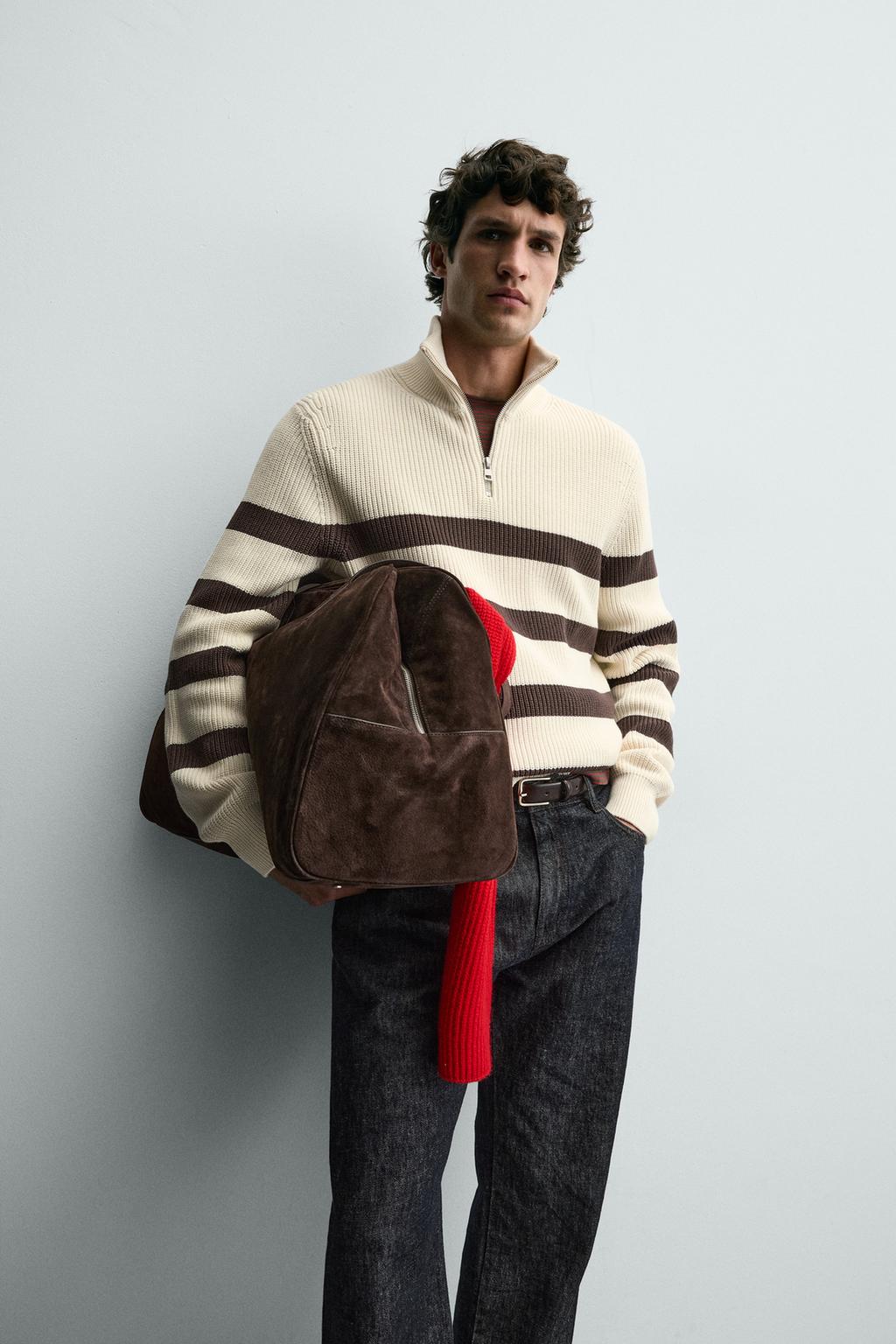 ВЯЗАНЫЙ ДЖЕМПЕР С ЖЕМЧУЖНЫМ УЗОРОМ И МОЛНИЕЙ