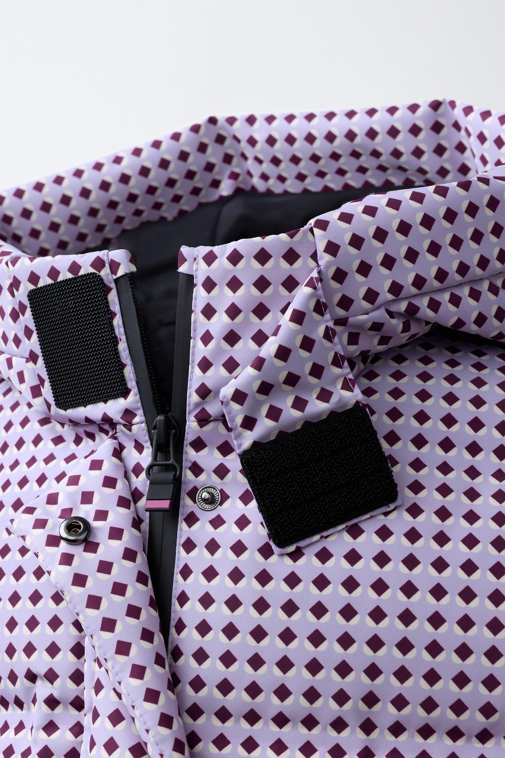 Пуховик с геометрическим принтом и перьями recco® из коллекции лыжной одежды, водонепроницаемый и защищающий от ветра