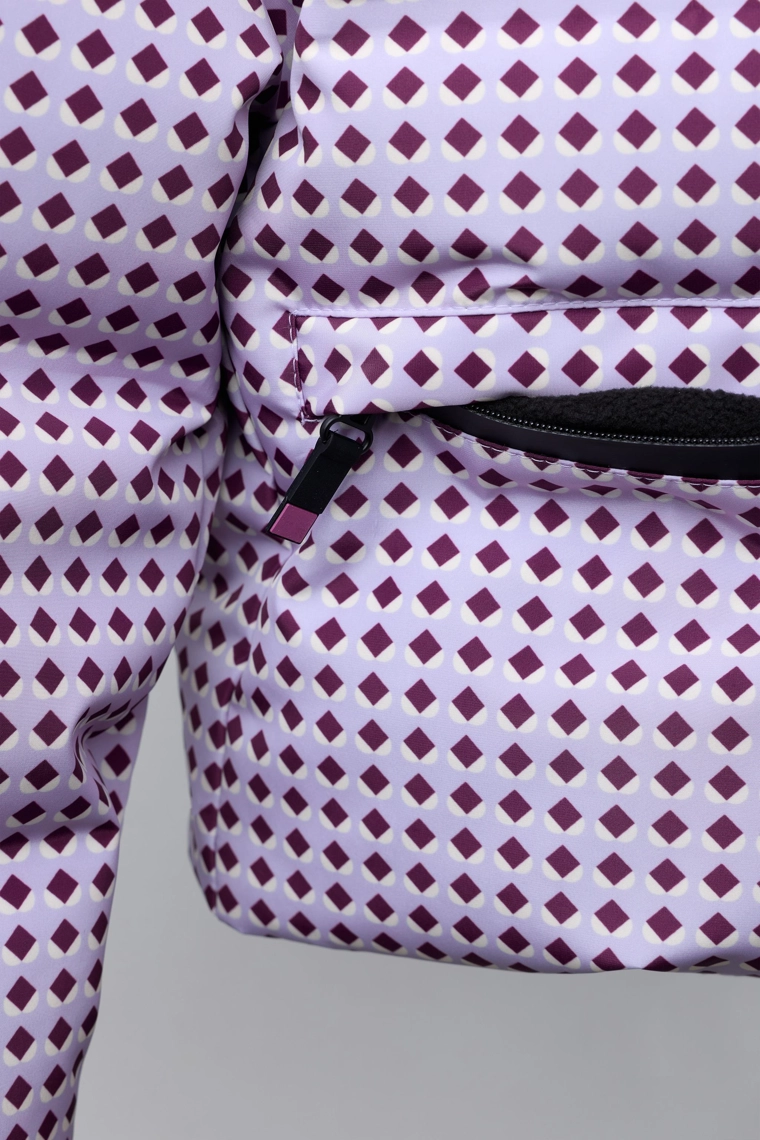 Пуховик zara с реcco® system ski collection, геометрический принт, 80% пуха и 20% перьев, водонепроницаемый и ветрозащитный