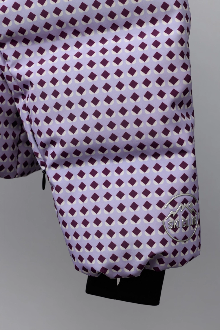 Пуховик zara с реcco® system ski collection, геометрический принт, 80% пуха и 20% перьев, водонепроницаемый и ветрозащитный