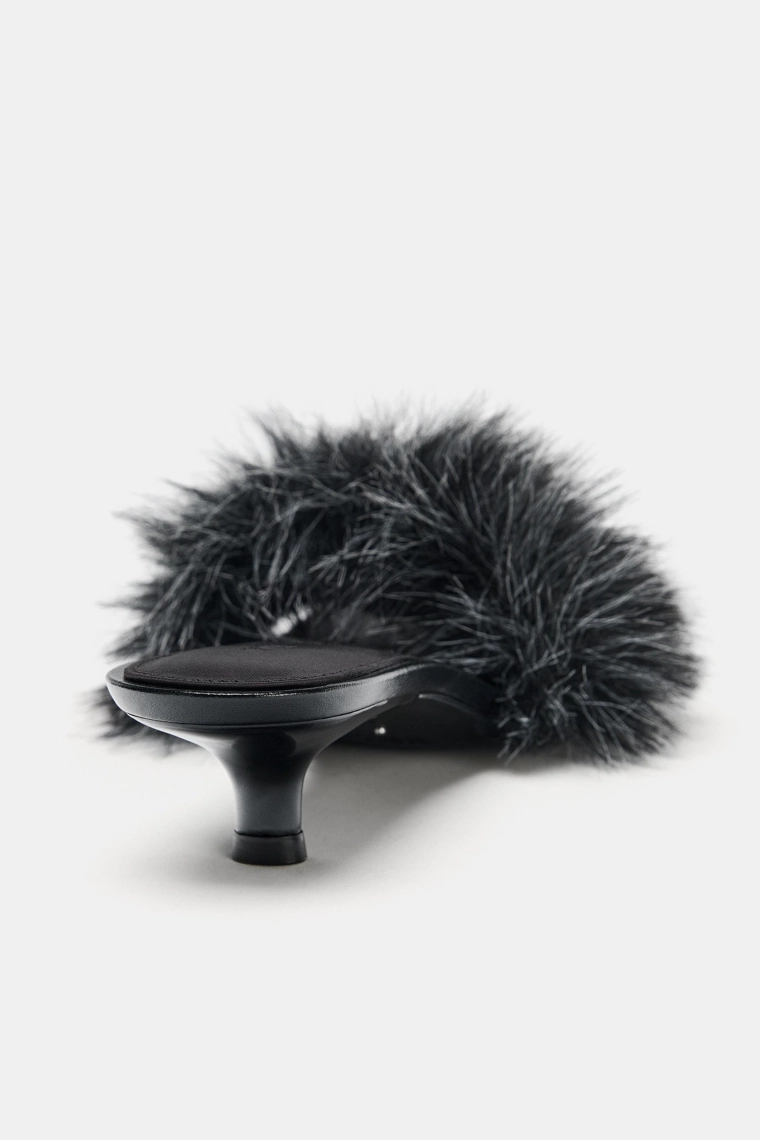 Сабо из искусственного меха zara