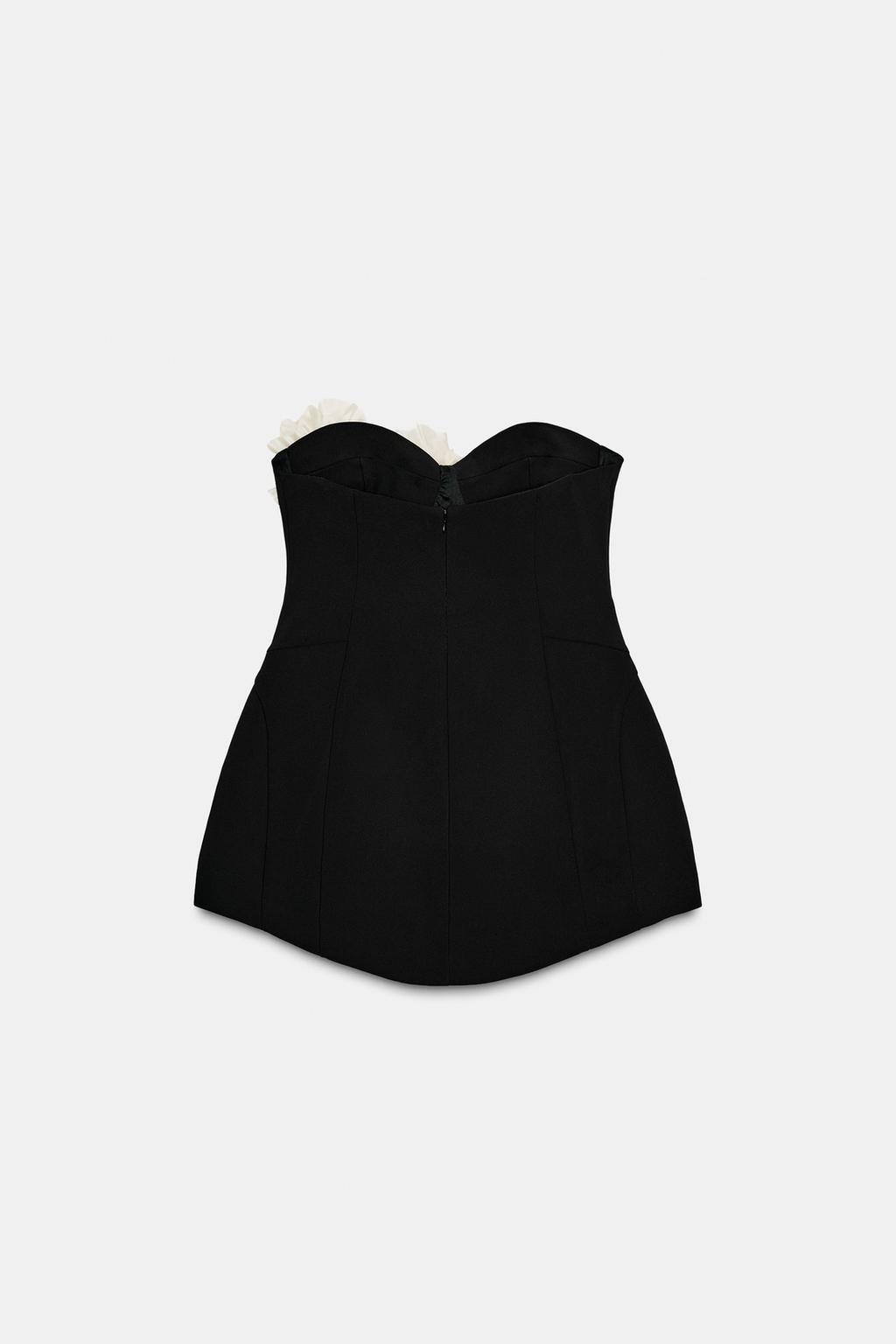 ПЛАТЬЕ БЕЗ БРЕТЕЛЕЙ С КОНТРАСТНЫМ ЦВЕТКОМ